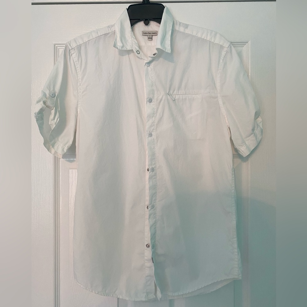 Calvin Klein men’s short sleeved men’s button up shirt white Size S